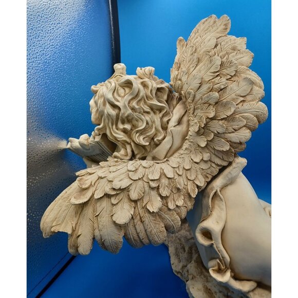 Vintage 20" Design Toscano Italian Baroque Victorian Cherub Angel w/ Harp Statue - Picture 11 of 12